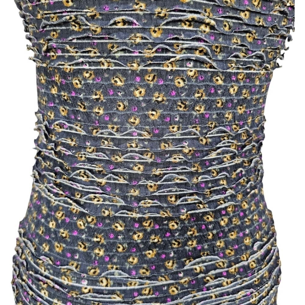Free People Floral Bodycon Dress Sz Small Black Mini Y2K 00s Textured Grungecore - Picture 13 of 16